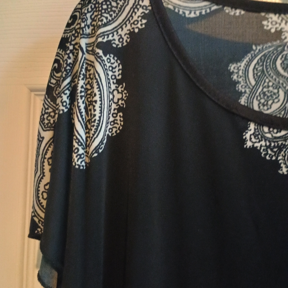 Free Culture Women's Large Black Boho Paisley Print Tunic Top - Flowy Kaftan... - Picture 5 of 13